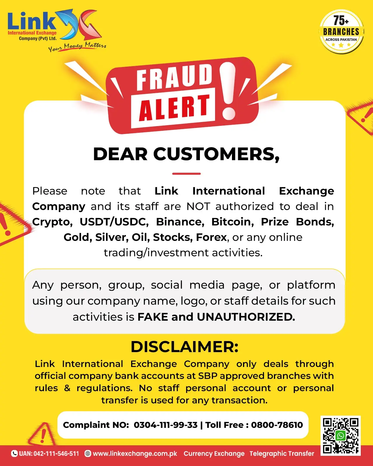 Fraud Alert - No Crypto USDT Dealing at Link Exchange International