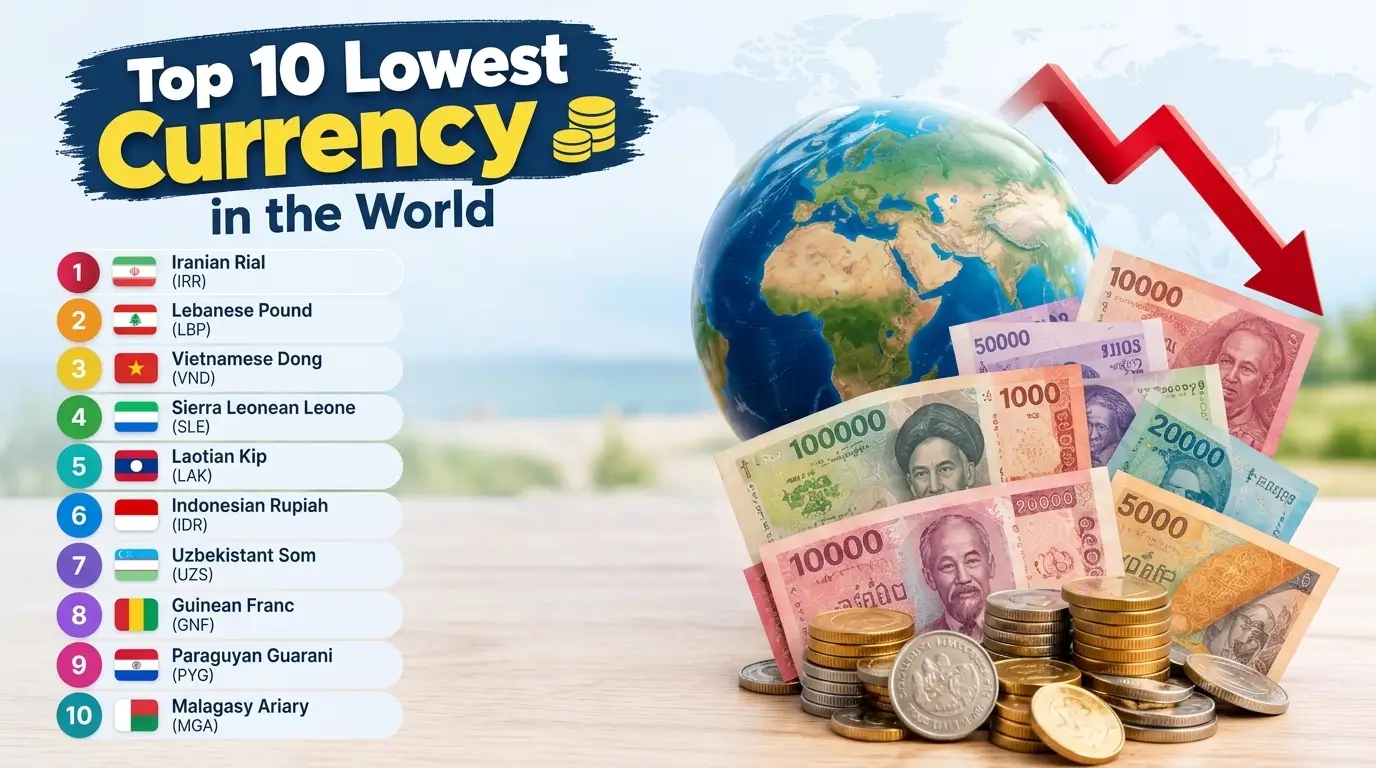 top 10 lowest currency in the world